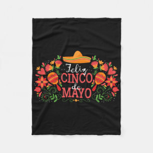 Feliz Cinco de Mayo mit Gitarre Cactus Sombrero Ma Fleecedecke