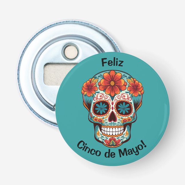 Feliz Cinco de Mayo! Zuckerschädel Flaschenöffner (Vorderseite)
