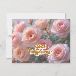 Feliz Cumpleanos auf Spanisch rosa Rosen Geburtsta Postkarte