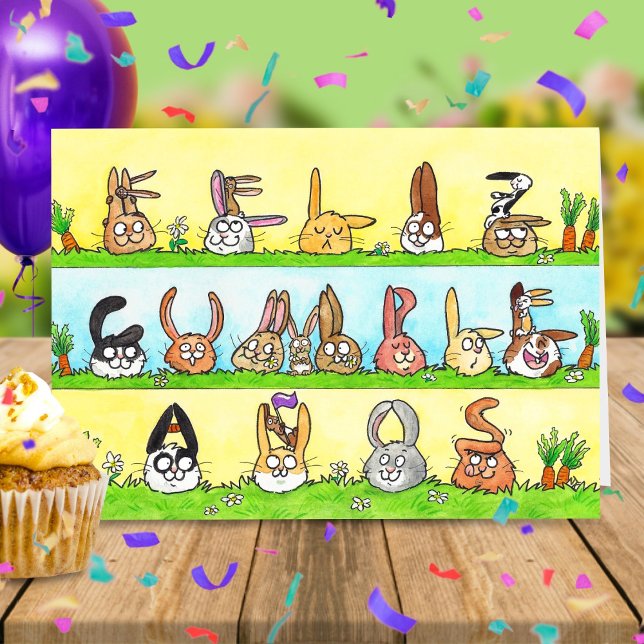 Feliz Cumpleaños Bunnies Grußkarte Dankeskarte (Von Creator hochgeladen)