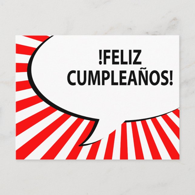 Feliz cumpleanos-Comic-Blase Postkarte (Vorderseite)