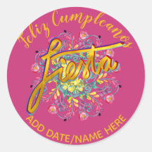 Feliz Cumpleanos FIESTA Folk Blume Personalisiert