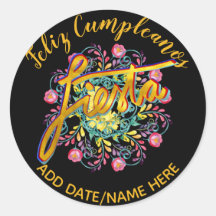 Feliz Cumpleanos FIESTA Folk Blume Personalisiert