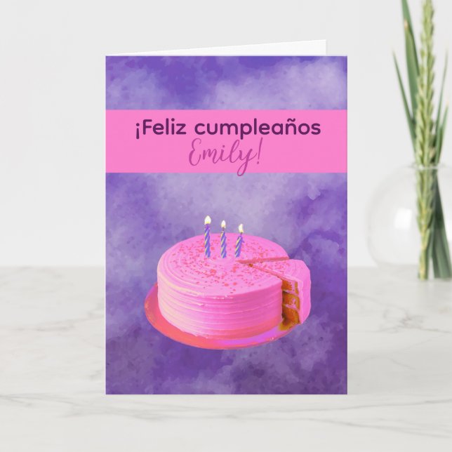 Feliz Cumpleaños - Happy Birthday Card auf Spanisc Karte (Vorderseite)