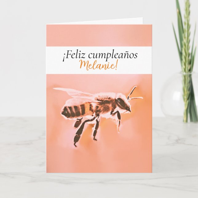 Feliz cumpleaños - Honeybee Birthday Card Spanisch Karte (Vorderseite)