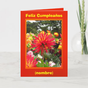 Feliz Cumpleaños - Las Dalias Rojas y Amarillas Karte