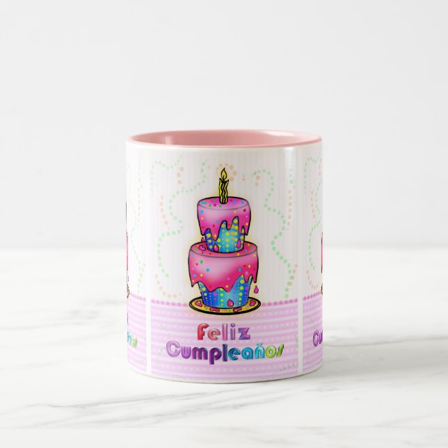 Feliz cumpleaños spanisches Spaß Zweifarbige Tasse (Mittel)