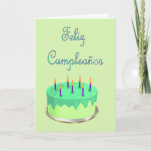 Feliz Cumpleaños Spanish Birthday with cake Karte