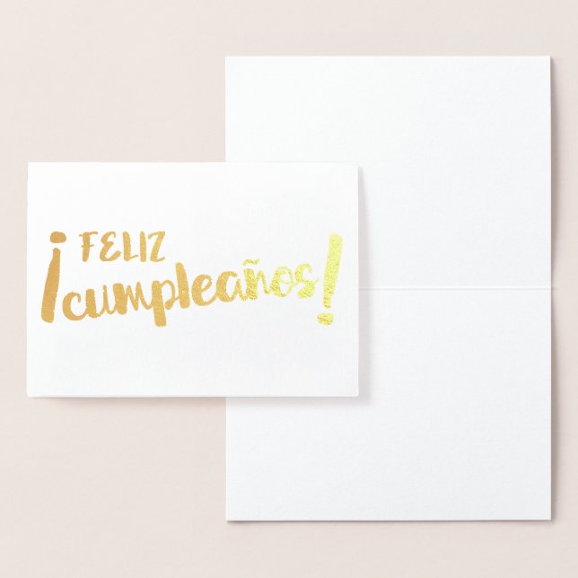 Feliz Cumpleaños Spanish Happy Birthday Brush Folienkarte (Anzeige)