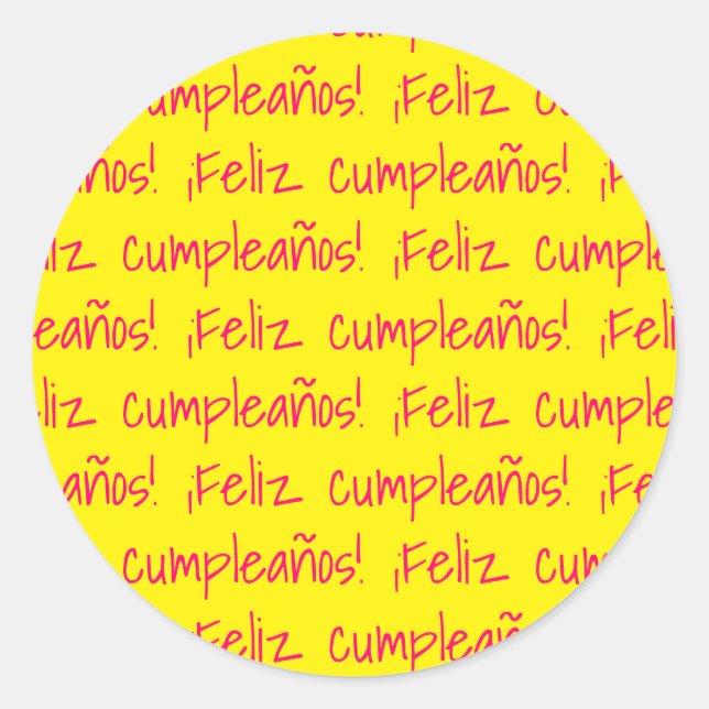 Feliz Cumpleaños Spanish Happy Birthday Fiesta Fun Runder Aufkleber (Vorderseite)