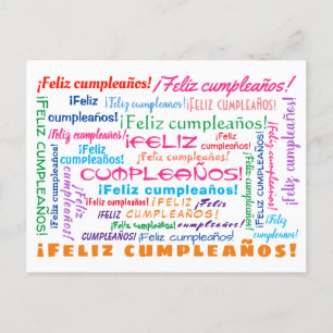 Feliz Cumpleaños Spanish Happy Birthday Word Cloud Postkarte