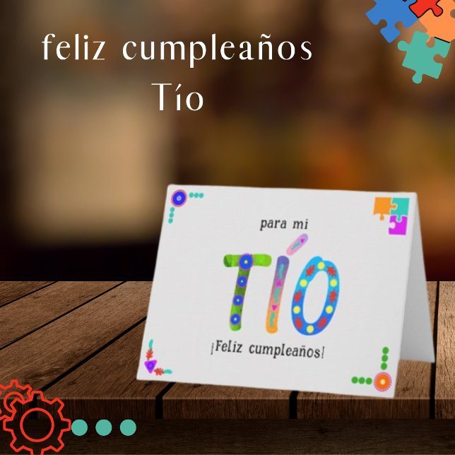 Feliz Cumpleaños Tío Whimsical Briefe Geburtstag Karte (Von Creator hochgeladen)