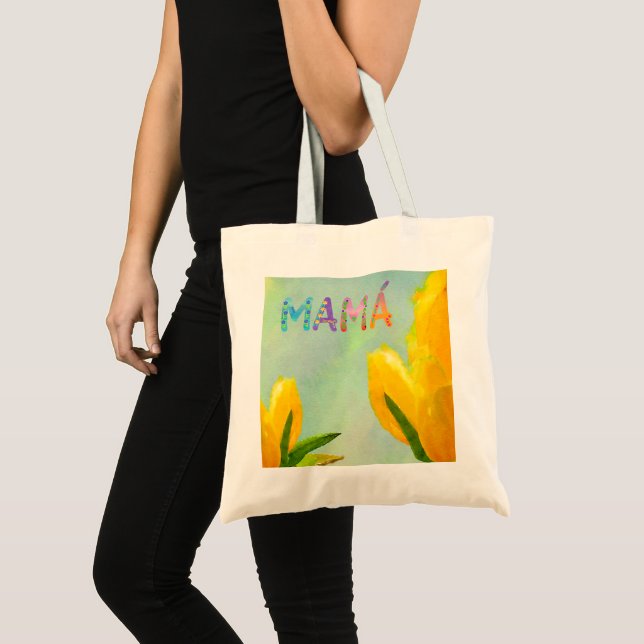 Feliz dia de las madres Mamá Yellow Tulips Tragetasche (Vorderseite (Produkt))