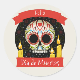 Feliz Dia de Muertos   Day of the Dead Runder Aufkleber