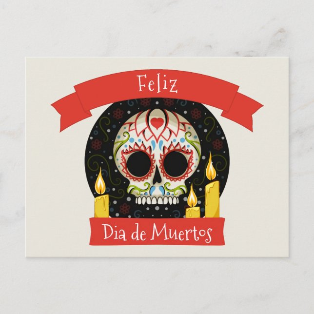 Feliz Dia de Muertos | Tag der Toten Postkarte (Vorderseite)