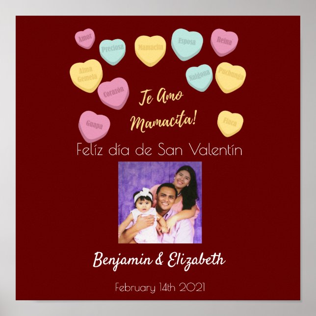 Felíz día de San Valentín Red Te Amo Mamacita Poster (Vorne)