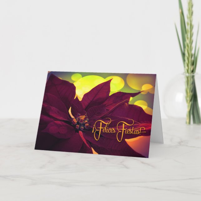 ¡Feliz Fiestas! Weihnachtswein Poinsettia Feiertagskarte (Vorderseite)