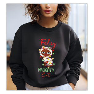 Feliz freche Weihnachtsbaumleuchten niedlich lusti Sweatshirt