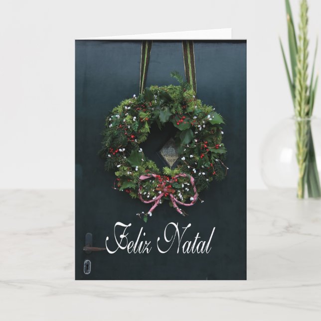 Feliz Geburts-, portugiesische Weihnachtskarte Feiertagskarte (Vorderseite)