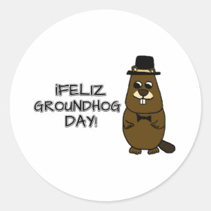 Feliz Groundhog Day! Runder Aufkleber