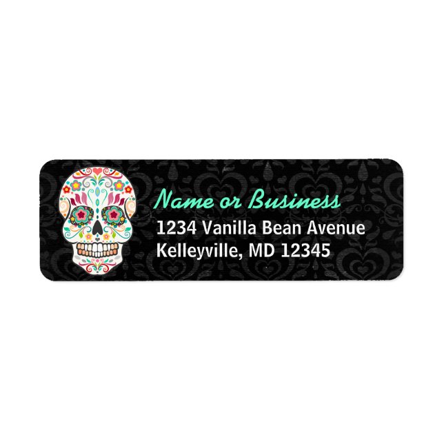 Feliz Muertos - Custom Sugar Skull Address Labels (Vorne)