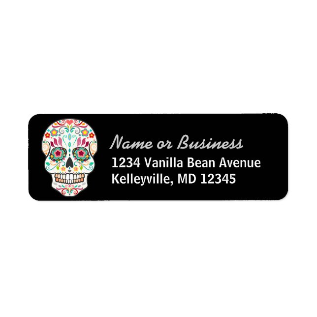 Feliz Muertos - Custom Sugar Skull Address Labels (Vorne)