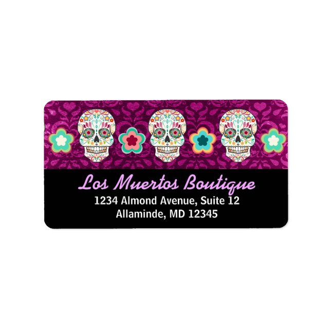 Feliz Muertos - Custom Sugar Skull Address Labels Adressaufkleber (Vorne)