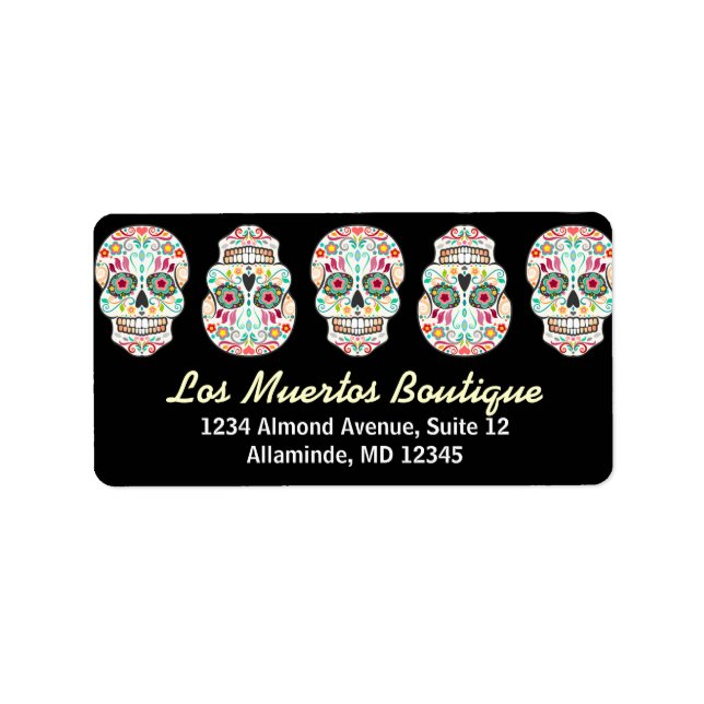 Feliz Muertos - Custom Sugar Skull Address Labels Adressaufkleber (Vorne)