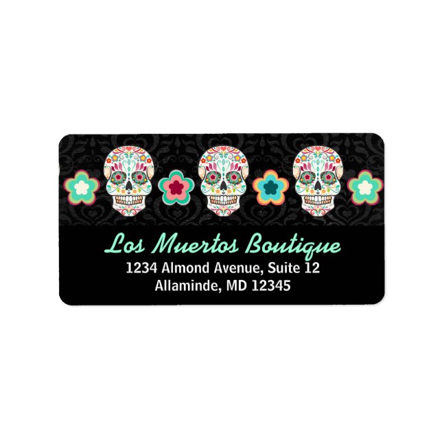 Feliz Muertos - Custom Sugar Skull Address Labels Adressaufkleber (Vorne)