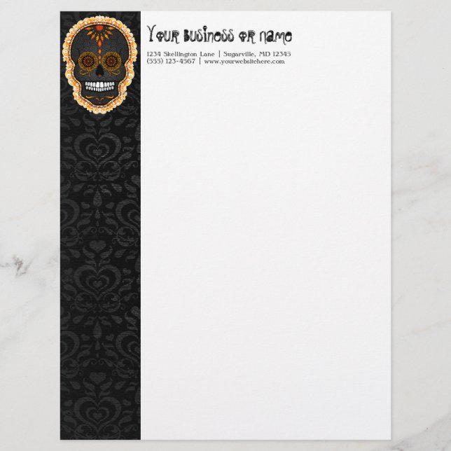 Feliz Muertos - Custom Sugar Skull Letterhead Briefbogen (Vorderseite)