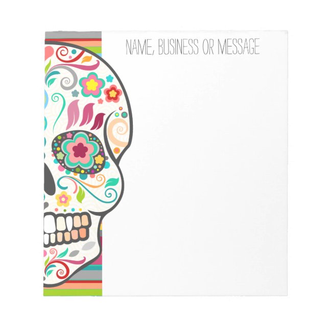 Feliz Muertos - Custom Sugar Skull Notepad Notizblock (Vorderseite)