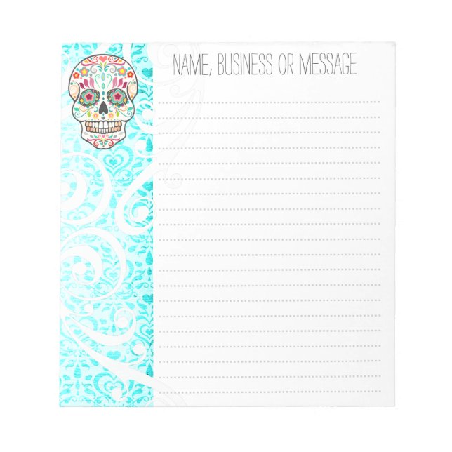 Feliz Muertos - Custom Sugar Skull Notepad Notizblock (Vorderseite)