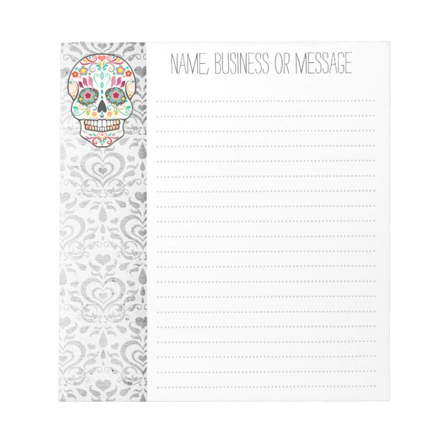 Feliz Muertos - Custom Sugar Skull Notepad Notizblock (Vorderseite)