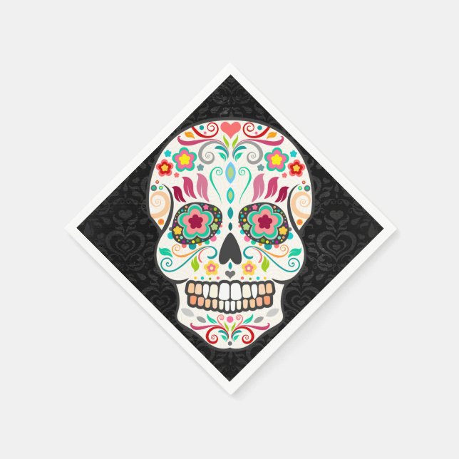 Feliz Muertos - Festival Sugtive Skull Paper Napki Serviette (Ecke)