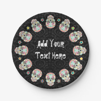 Feliz Muertos - festliche Zuckerschädel Pappteller