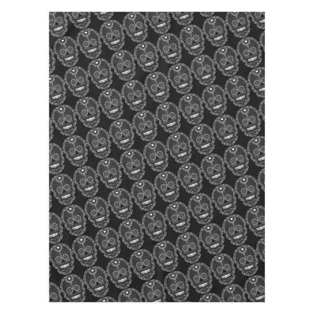 Feliz Muertos - festliches Zuckerschädel-Muster Tischdecke (Vorderseite)