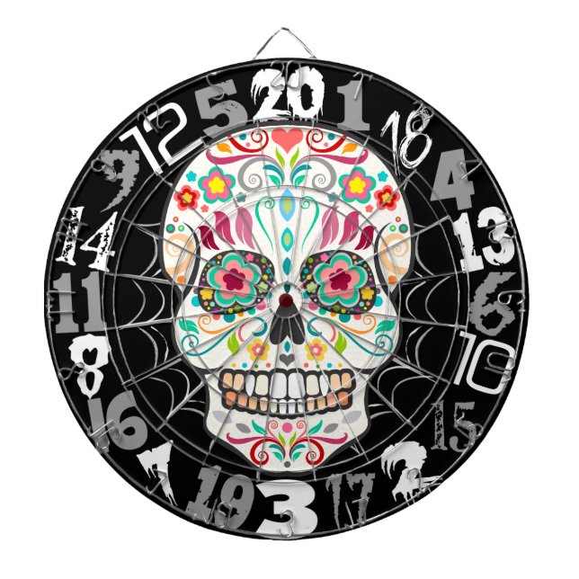 Feliz Muertos - glücklicher ZuckerschädelDartboard Dartscheibe (vorne)