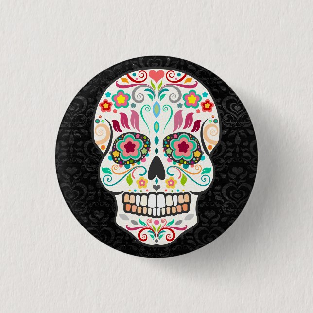Feliz Muertos - Happy Sugar Skull Button Button (Vorderseite)