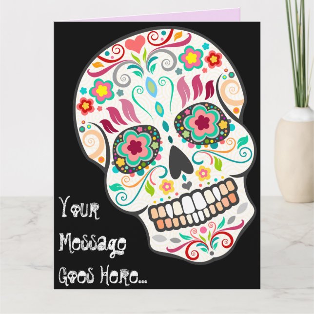 Feliz Muertos - Happy Sugar Skull Custom BIG Card Karte (Vorderseite)