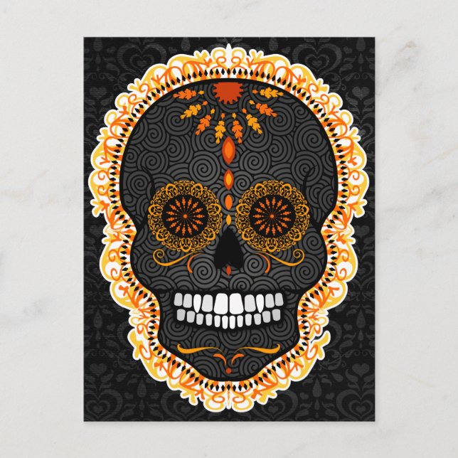 Feliz Muertos - Happy Sugar Skull Postcard Postkarte (Vorderseite)