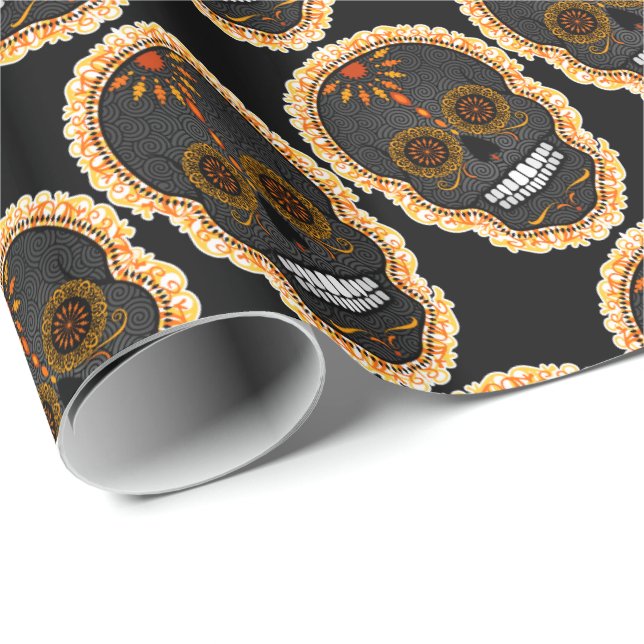 Feliz Muertos - Happy Sugar Skulls Wrapping Paper Geschenkpapier (Rolleneckpunkt)