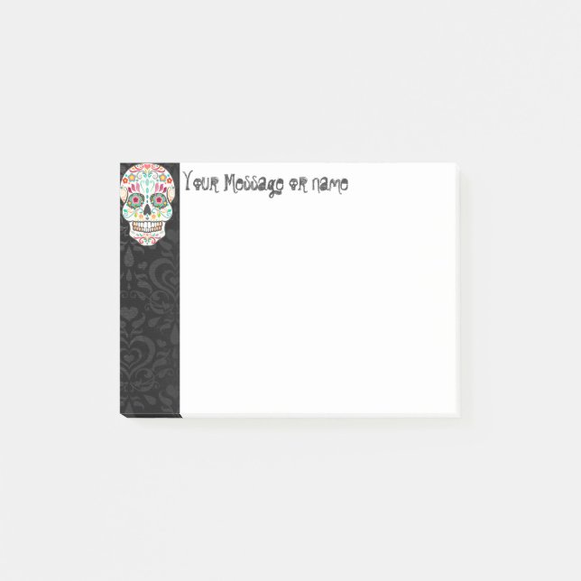 Feliz Muertos - kundenspezifische Zuckerschädel Post-it Klebezettel (Vorderseite)
