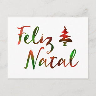 Feliz Natal bokeh Baumlichter Postkarte