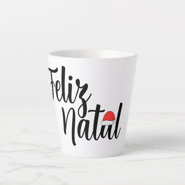 Feliz Natal com a touca do Papai Weihnachten Latte Milchtasse (Vorderseite)
