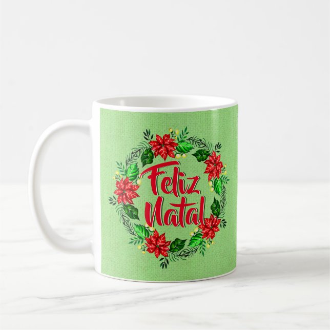 Feliz Natal Portugiesisch Frohe Weihnachten Kaffeetasse (Links)