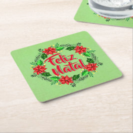 Feliz Natal Portugiesisch Frohe Weihnachten Rechteckiger Pappuntersetzer