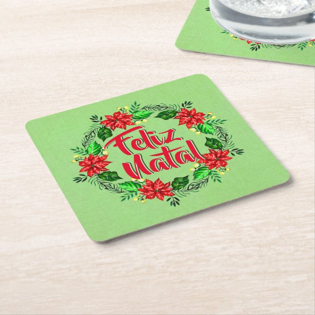 Feliz Natal Portugiesisch Frohe Weihnachten Rechteckiger Pappuntersetzer (angewinkelt)