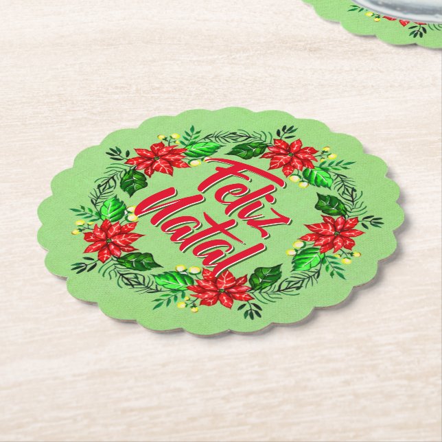 Feliz Natal Portugiesisch Frohe Weihnachten Untersetzer (angewinkelt)