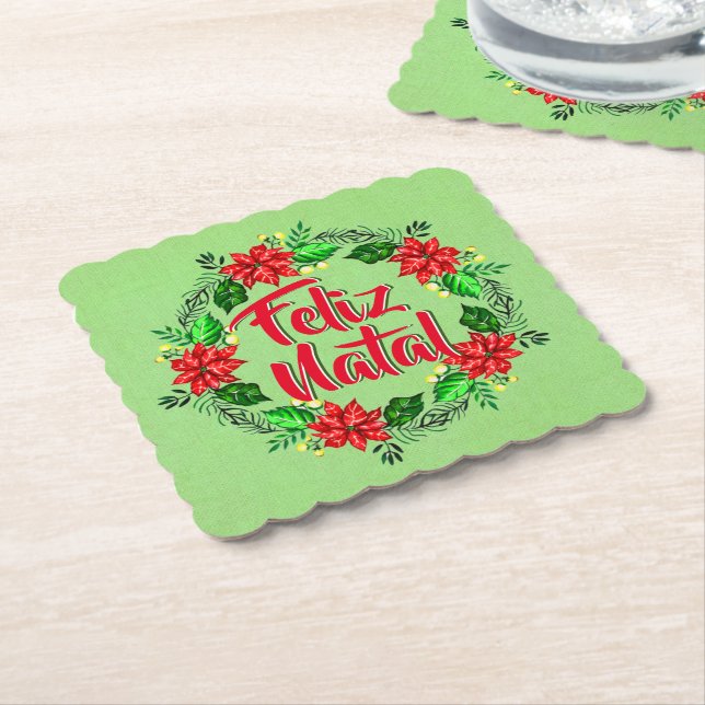 Feliz Natal Portugiesisch Frohe Weihnachten Untersetzer (angewinkelt)
