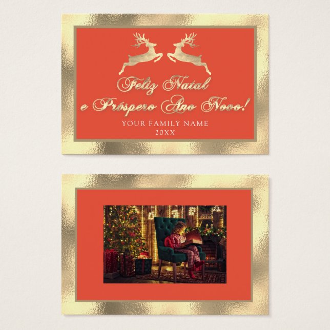 Feliz Natal Próspero Anno Nuovo Foto Gold Royal (Vorne & Hinten)